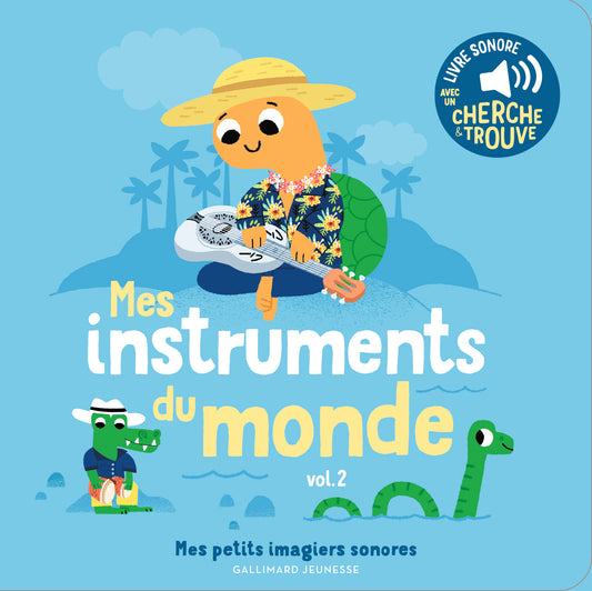 livre mes petites imagiers sonores - mes instruments du monde bleu FRA