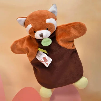 knuffeldoekje handpop - roodbruine panda roux - doudou marionette