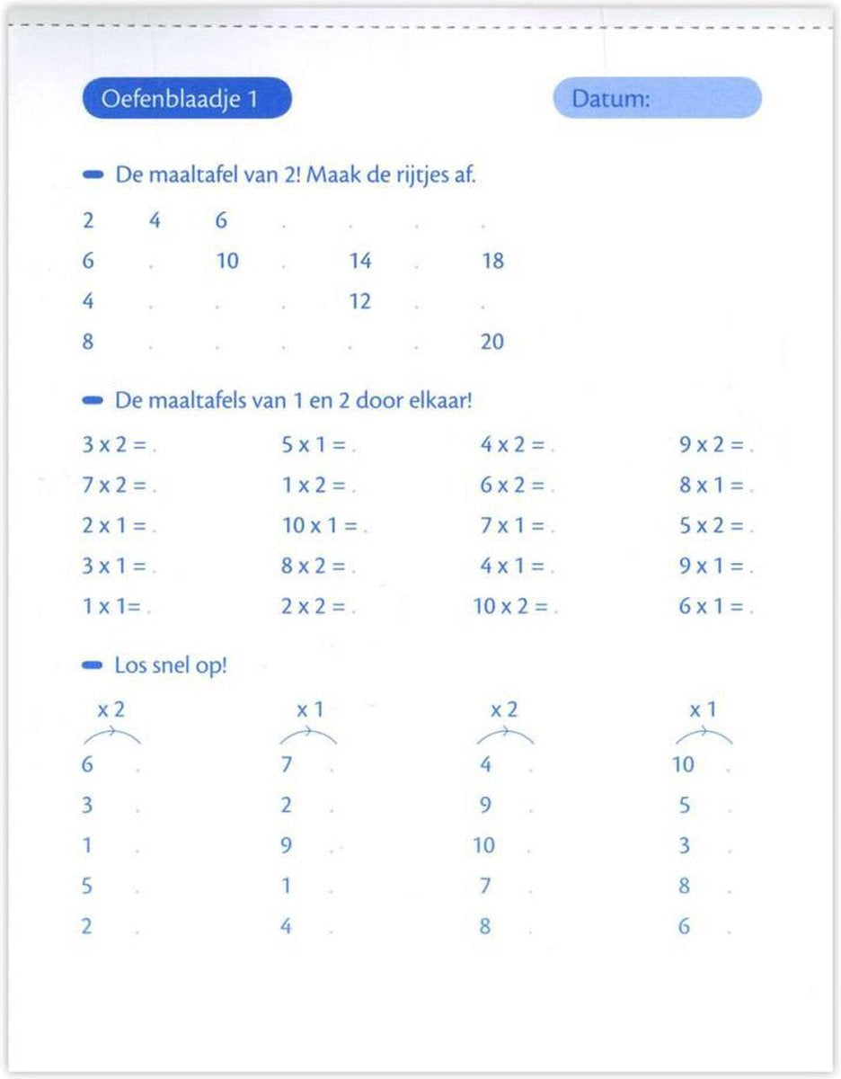 temps pour les devoirs feuilles d'exercices tables de multiplication et tables de division 7-8 ans NED