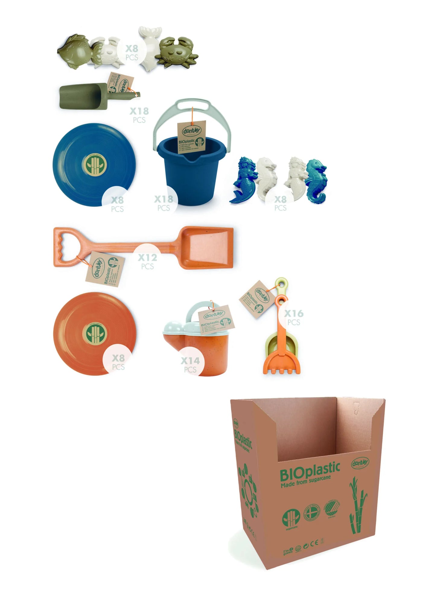 strandspeelgoed bioplastic per stuk - jouets de plage bioplastic par pièce