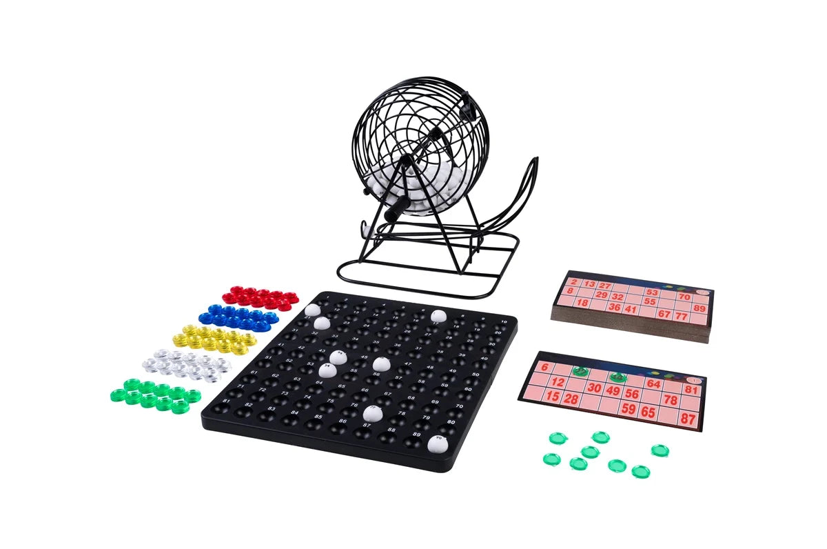 Bingo - Lotto molen zwart metaal 13.5 cm set compleet 90 cijfers