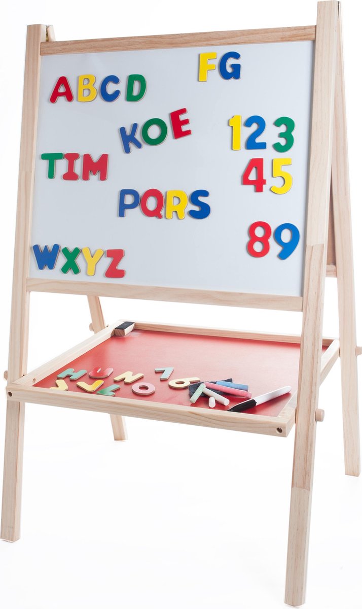 dubbelzijdig houten schoolbord magneet en krijt - tableau double-face craie et magnétique