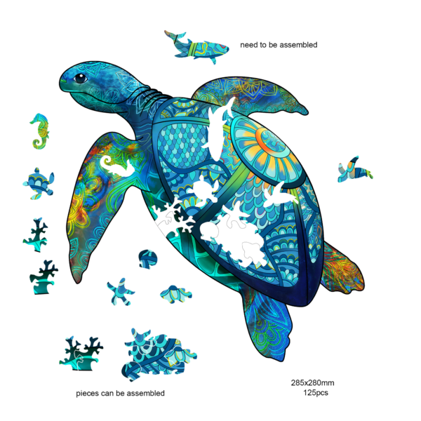 2D-puzzel in hout zeeschildpad 125pc- 2D Rainbow Wooden Puzzle sea turtle 125pc- puzzle en bois 2D tortue de mer 125pc