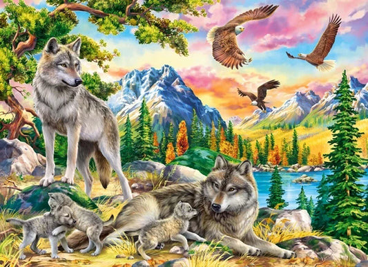 Puzzel wolf family and eagles 300pc