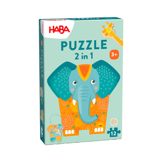 puzzle en bois 2 en 1 éléphant
