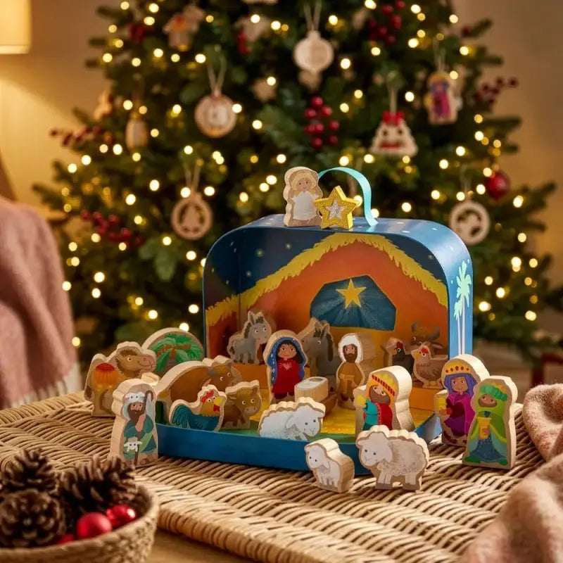 Crèche de Noël en bois complète dans une mallette HABA