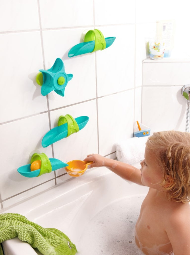 badspeelgoed knikkerbaan badplezier waterval HABA