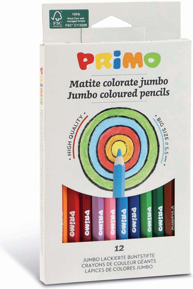 12 crayons de couleur géants PRIMO