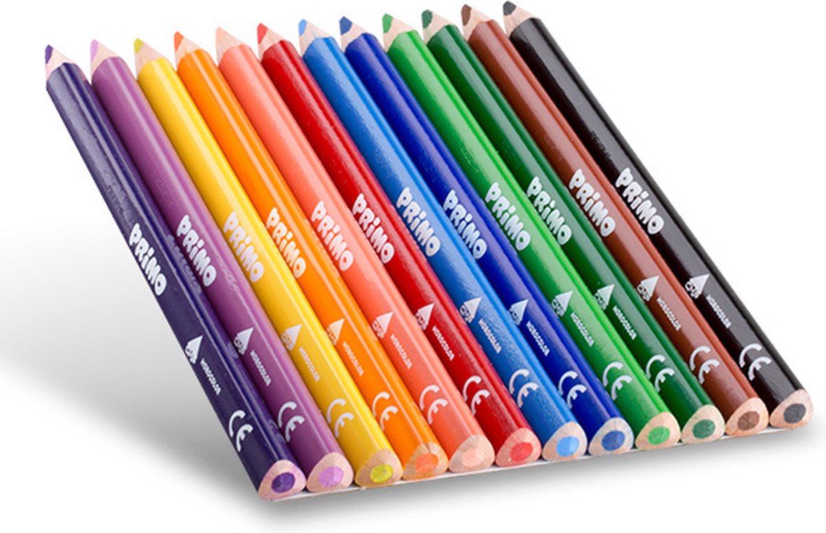 12 crayons de couleur jumbo 3 faces PRIMO