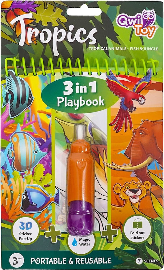 kleuren met water QWI toy 3in1 playbook Tropics