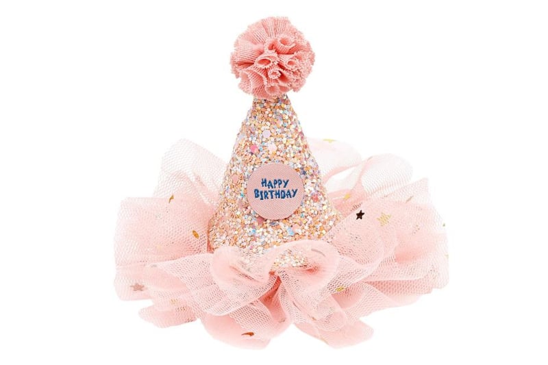 verjaardags-hoedje op klemmetje in cadeaudoosje - "happy birthday" - petite couronne d'anniversaire sur pince, dans boite cadeau