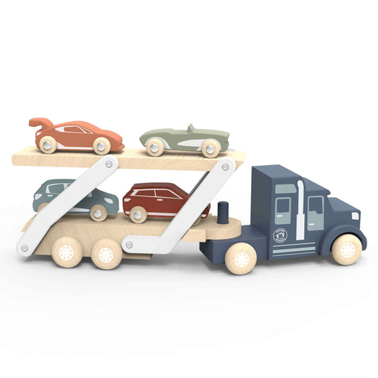 camion en bois avec voitures - camion aux voitures en bois