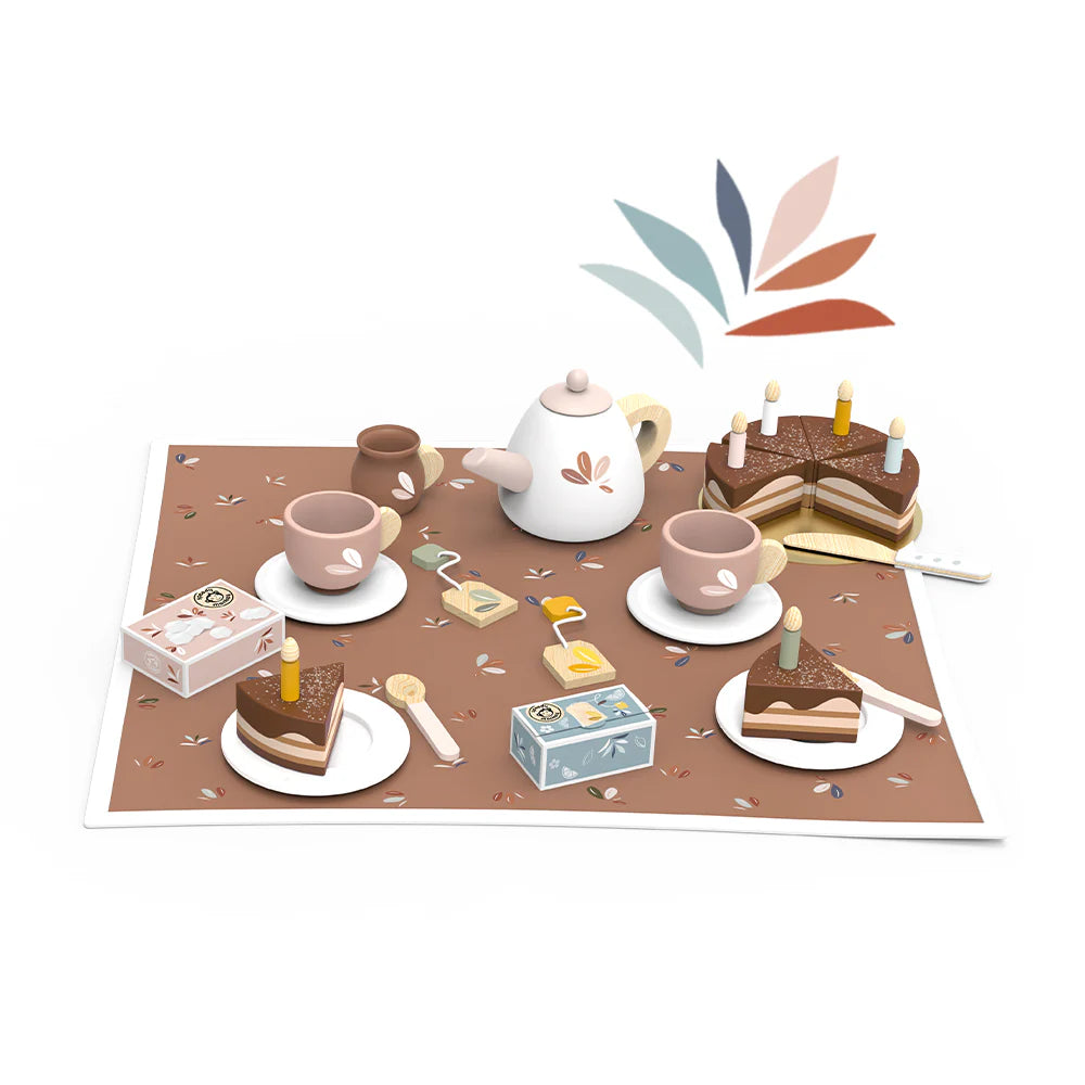 service à thé en bois pour anniversaire 2 personnes
