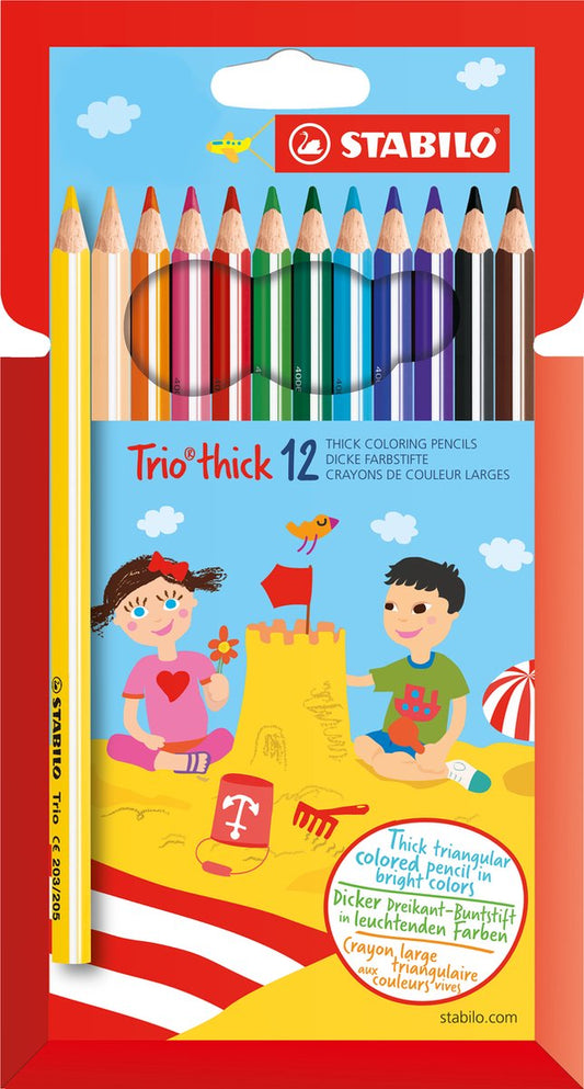 Crayons de couleur épais STABILO Trio, 12 crayons