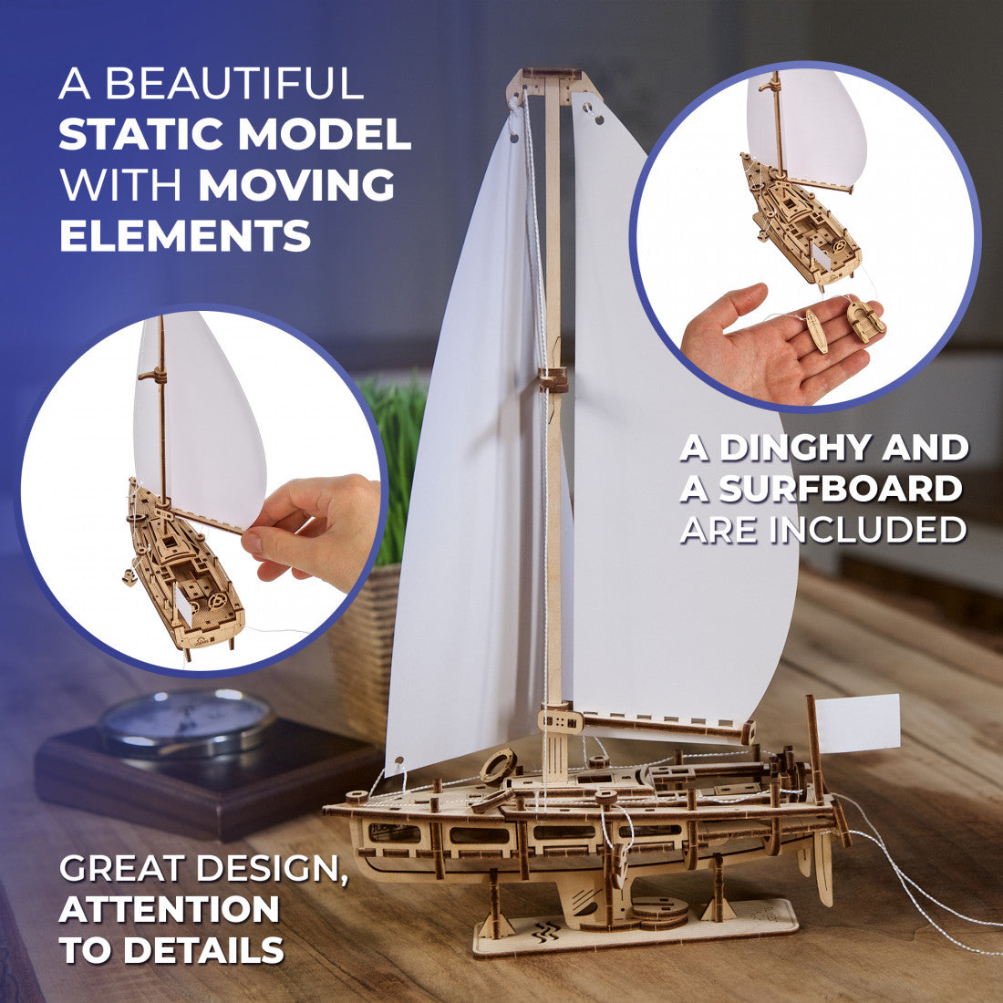 houten 3D puzzel yacht - yacht ocean beauty - puzzle en bois 3D yachtp