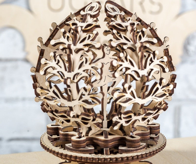 puzzle 3D en bois coffret à bijoux fleur mécanique - niveau : facile 101pc - puzzle en bois 3D fleur mécanique étui-bijoux
