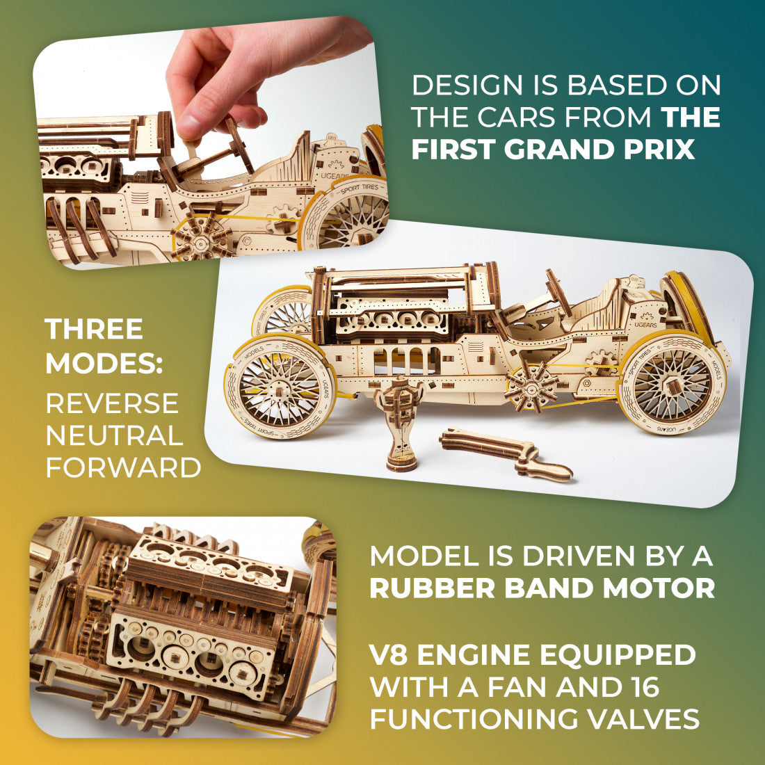 voiture puzzle 3D en bois - Voiture grand prix U-9 - puzzle en bois 3D voiture