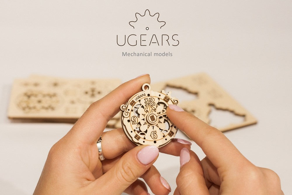 houten mini- 3D puzzel - U- fidgets gearsmas/happy new gear - mini-puzzle 3D en bois
