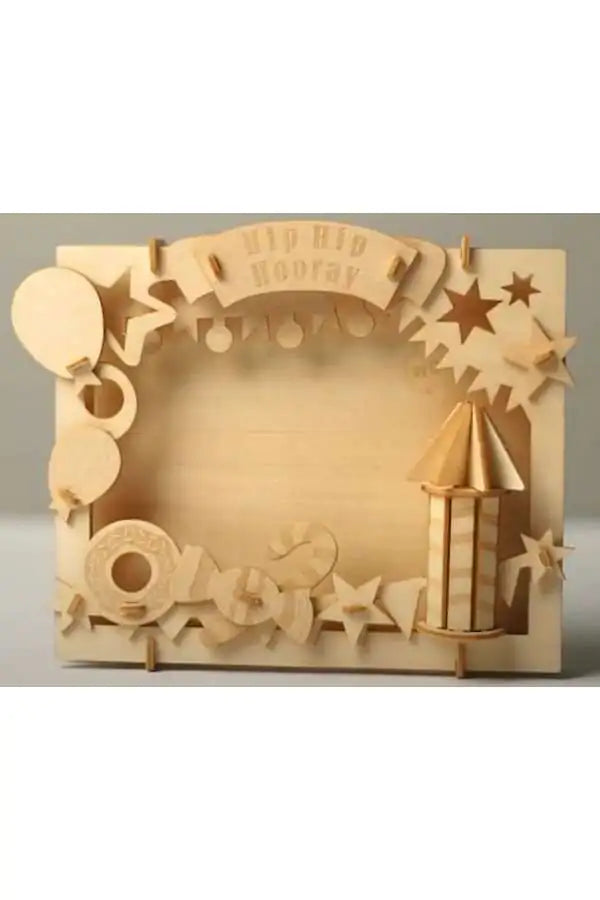 houten postkaart - 3D-figuur - carte postale en bois