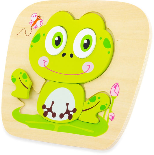puzzle en bois grenouille - 6pc - puzzle en bois grenouille