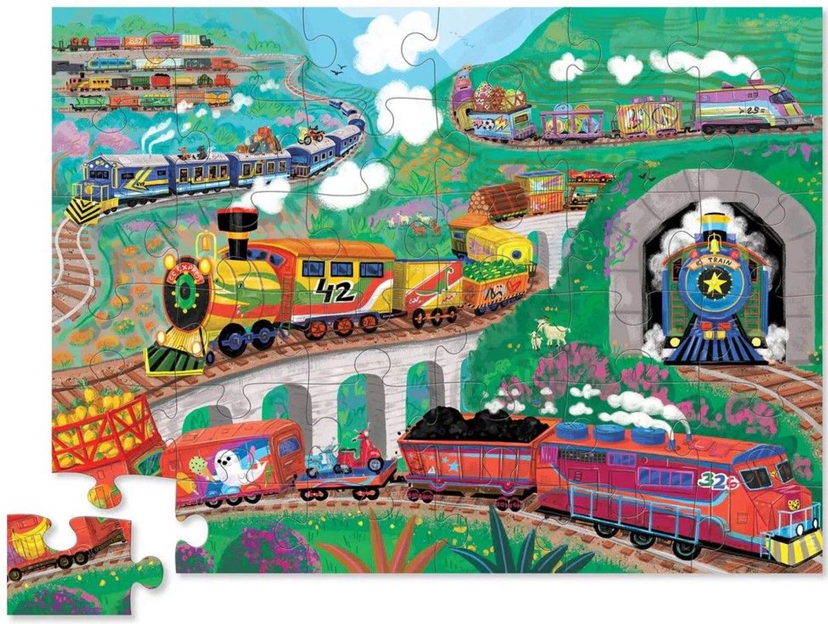 puzzel met folie trein all aboard 36pc
