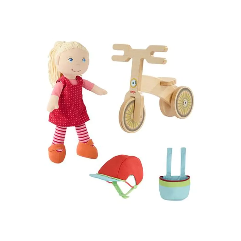 pop in stof Annelie met fiets HABA