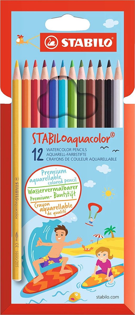 Crayons de couleur STABILO Aquacolor 12 crayons