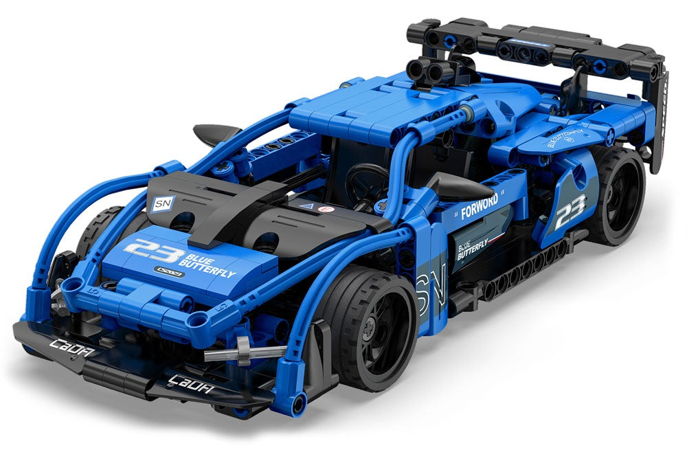 bouwpakket racewagen blauw offroad pullback CADA