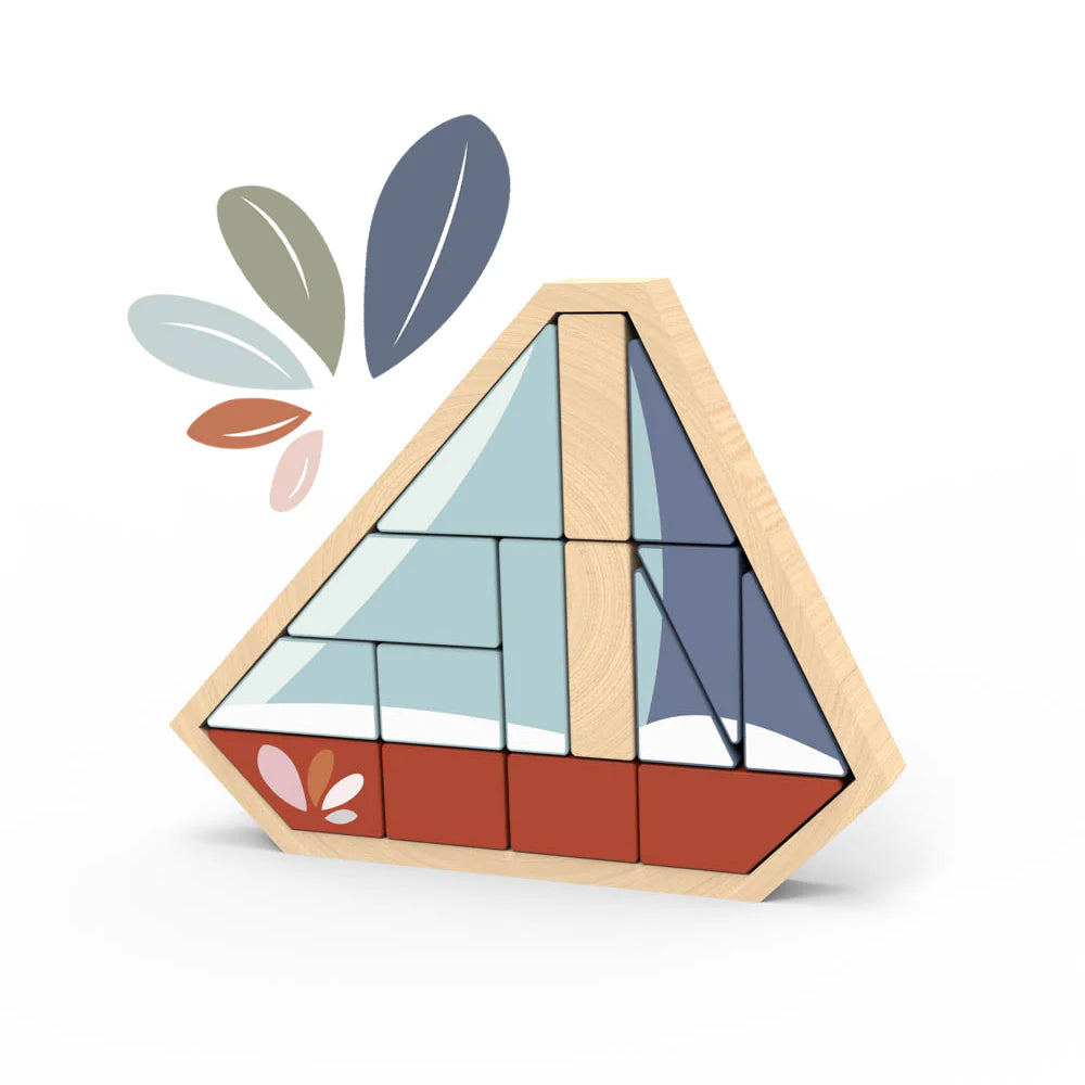 boot met houten blokken puzzel