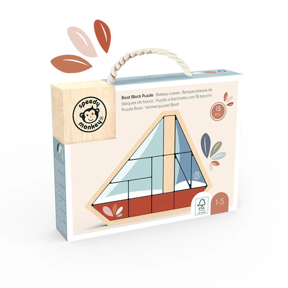 boot met houten blokken puzzel
