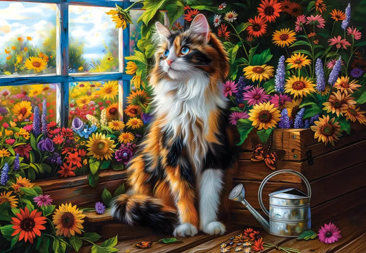 Puzzel blooming cat meditation 1000pc