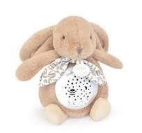 zacht pluche konijn beige  met muziek en sterrenprojectie doudou & cie