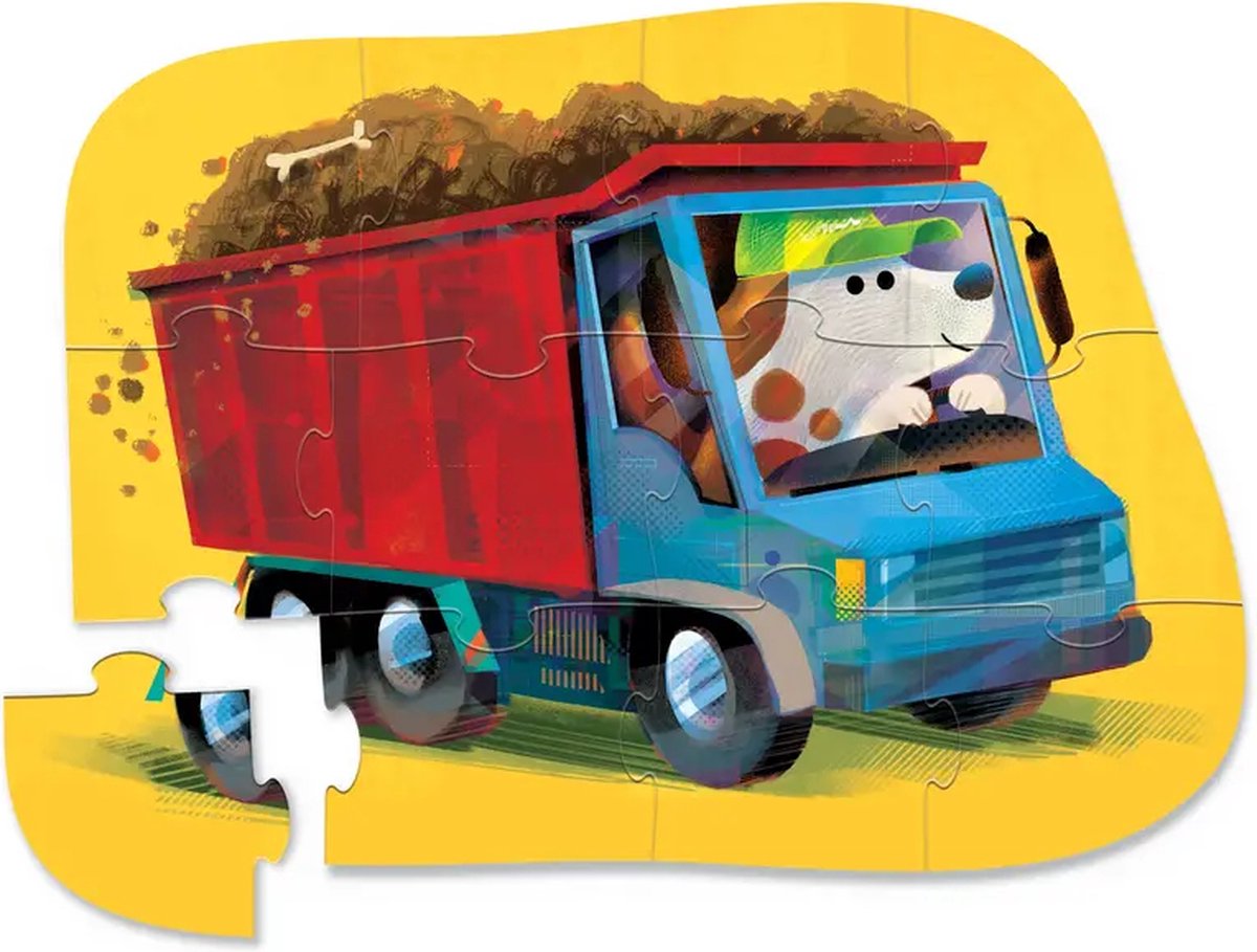 puzzel mini grote hond in camion 12pc