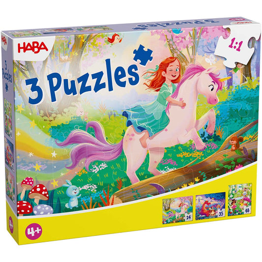 Ensemble de 3 puzzles Rêves Magiques 24-35-48 pièces HABA
