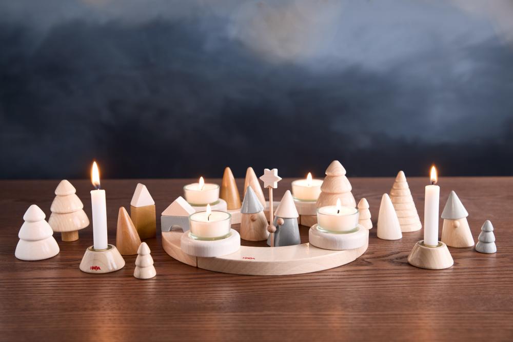 kerst kaarsenhouders kaarsenbos in hout - HABA
