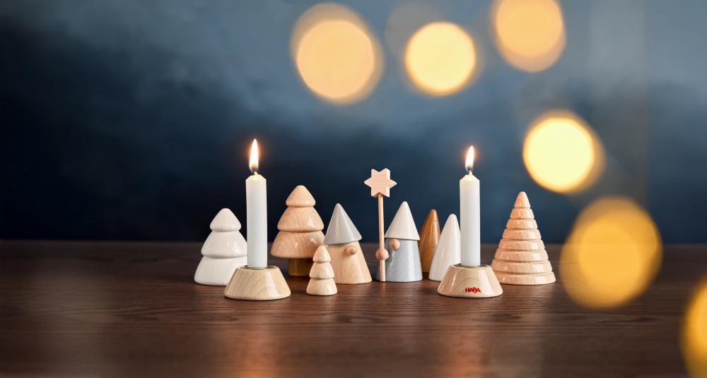 kerst kaarsenhouders kaarsenbos in hout - HABA