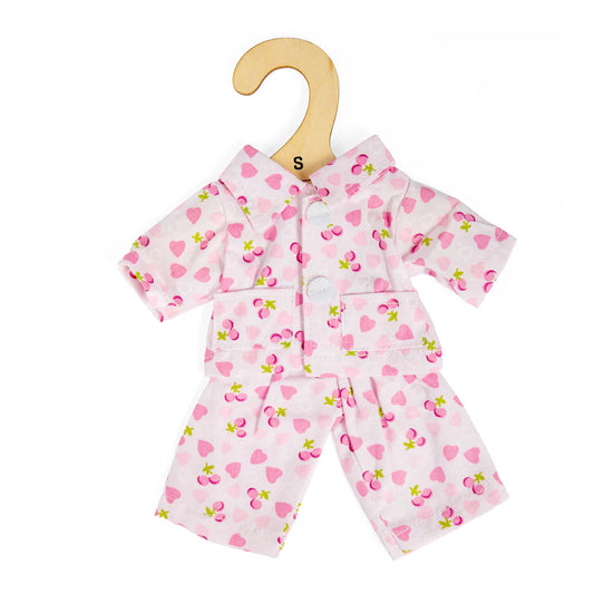vêtements pour poupée en tissu S pyjama de jour avec cœurs roses et cerises