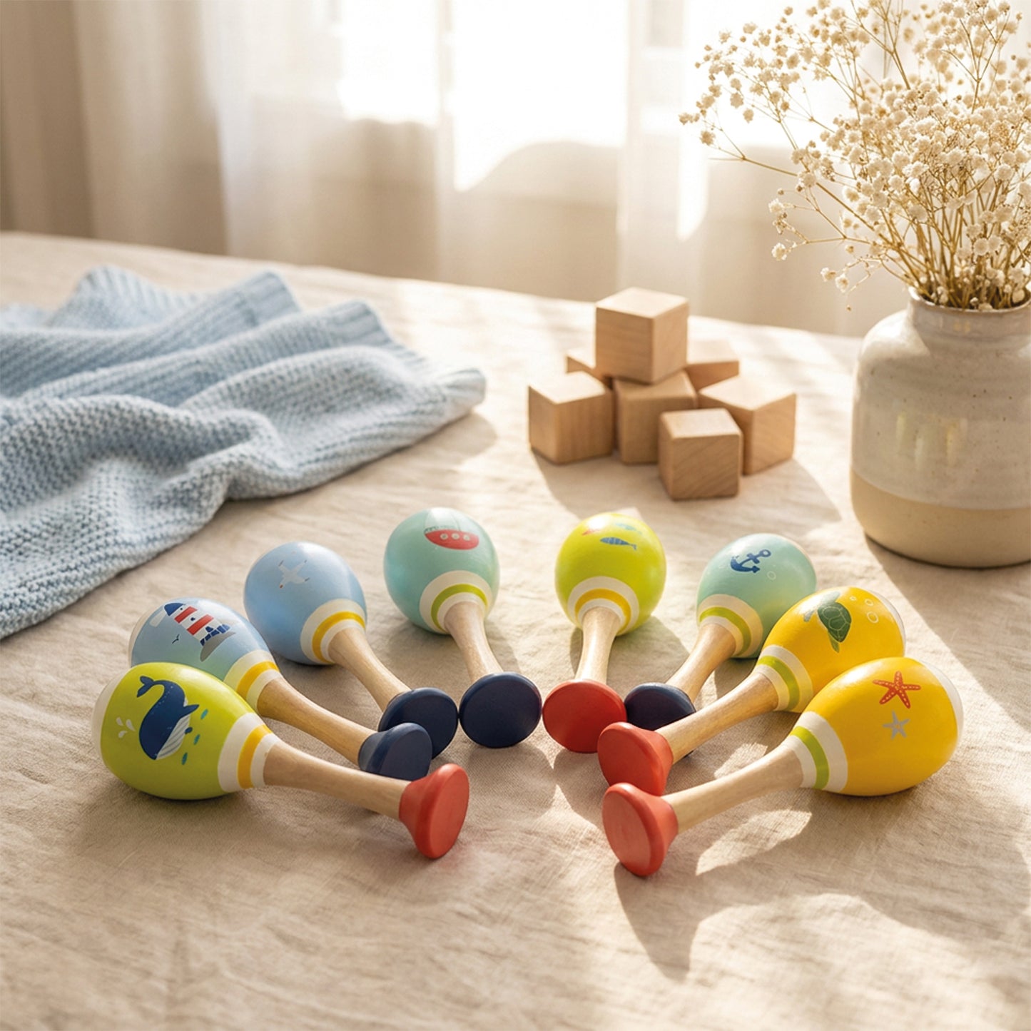 houten maracas thema zee