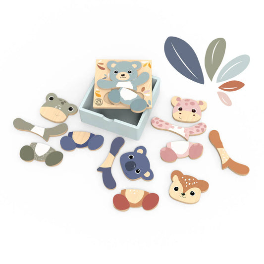 mix en match puzzel dieren hout