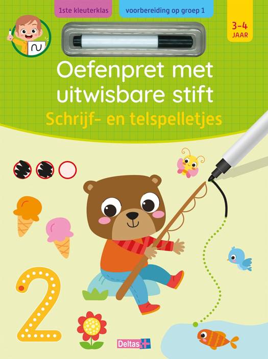 oefenpret met uitwisbare stift - schrijf- en telspelletjes 3-4jaar NED