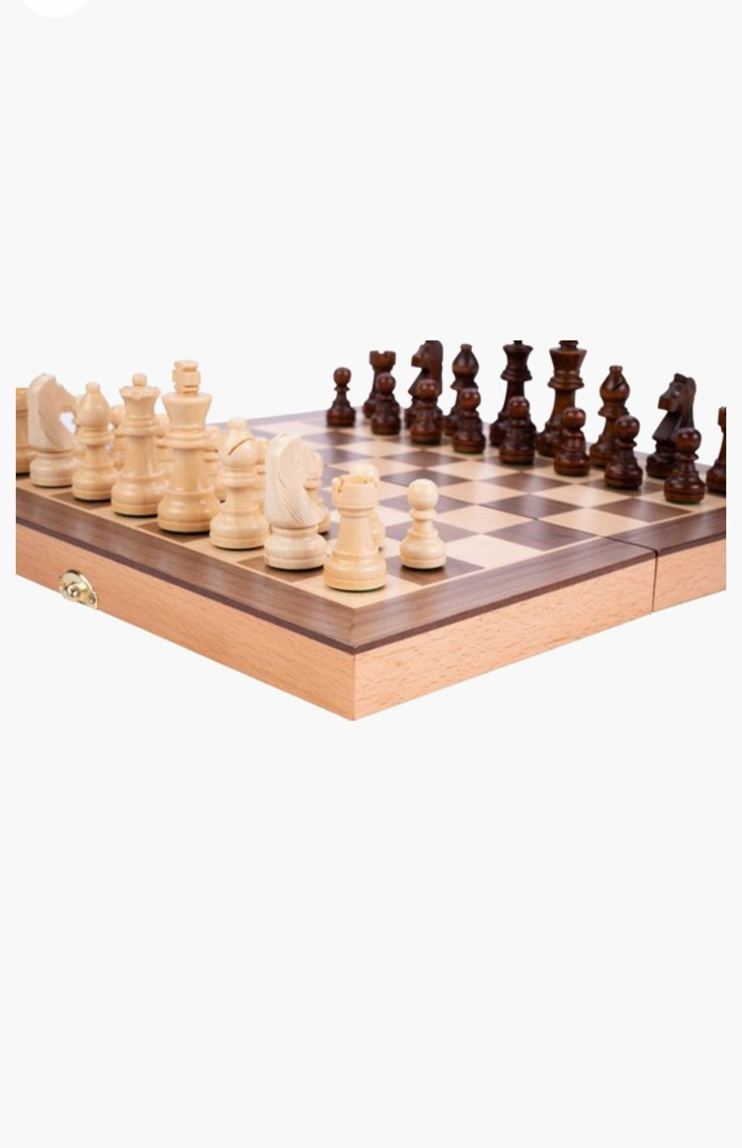 Schaakspel opklapbaar beukenhout met walnoot fineer 30x30