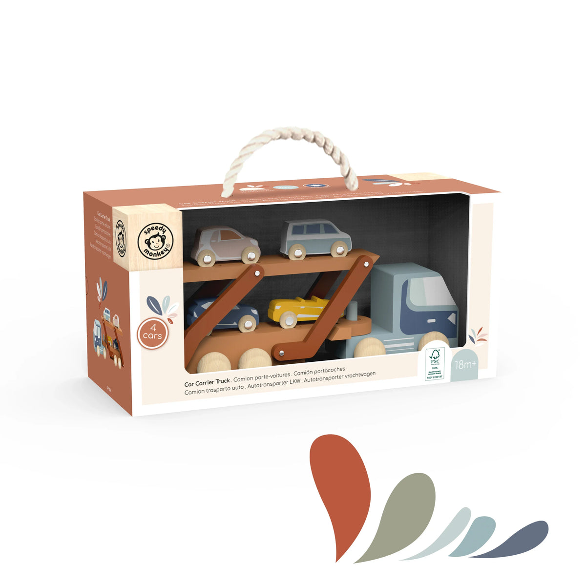 houten vrachtwagen met auto's Europees model - speedy monkey