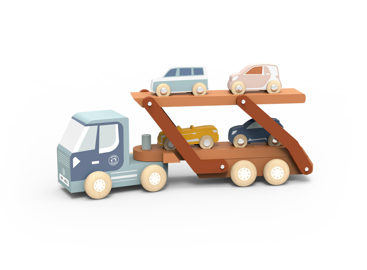 houten vrachtwagen met auto's Europees model - speedy monkey
