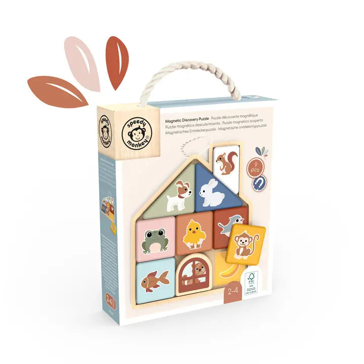 puzzle magnétique maison avec petits animaux - speedy monkey