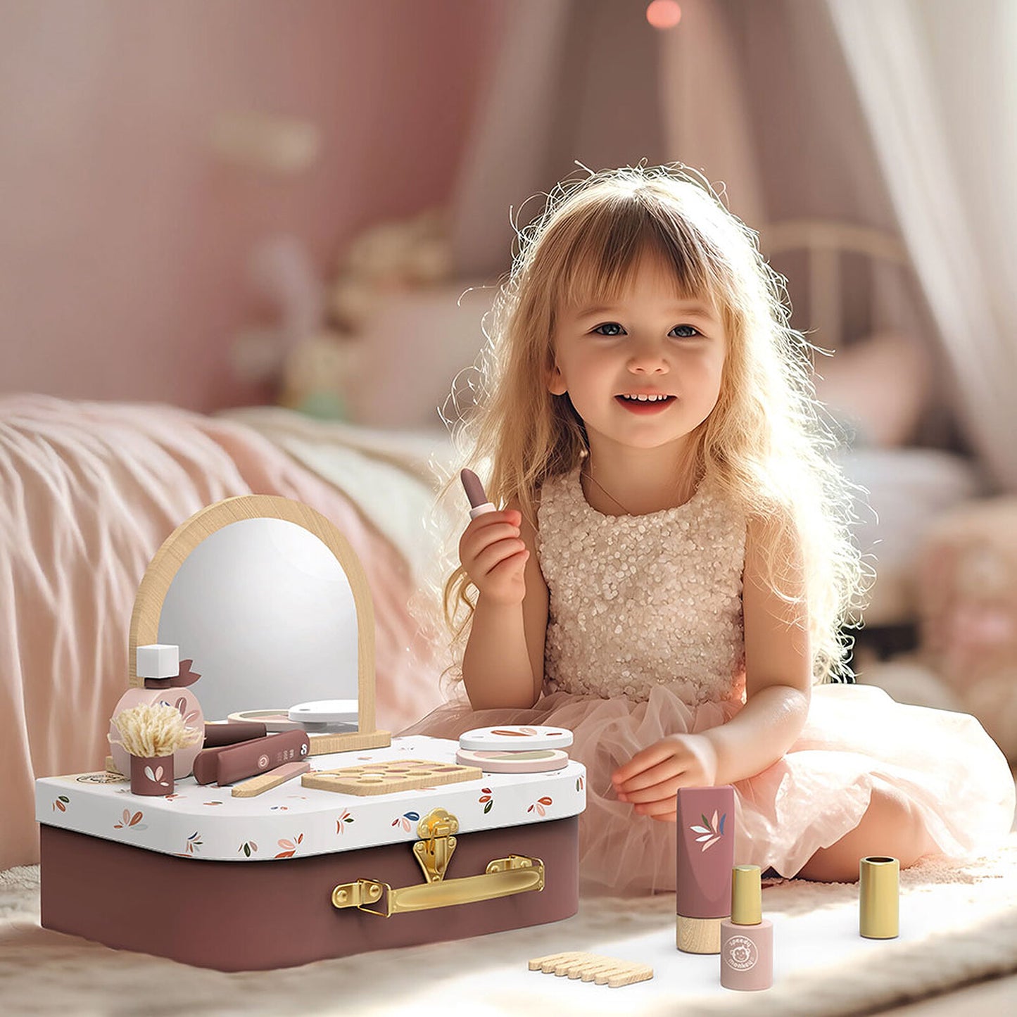 houten make up speelset in koffertje