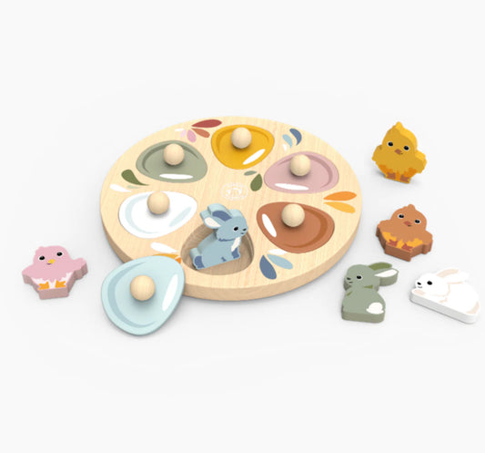 Puzzle en bois œuf poussin/lapin SINGE RAPIDE