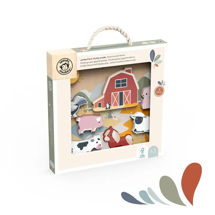 houten inleg puzzel boerderij - speedy monkey