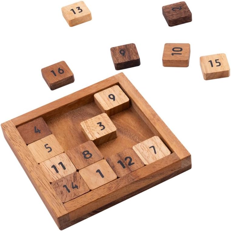 houten 2-in1 slide fifteen-sudoku puzzel