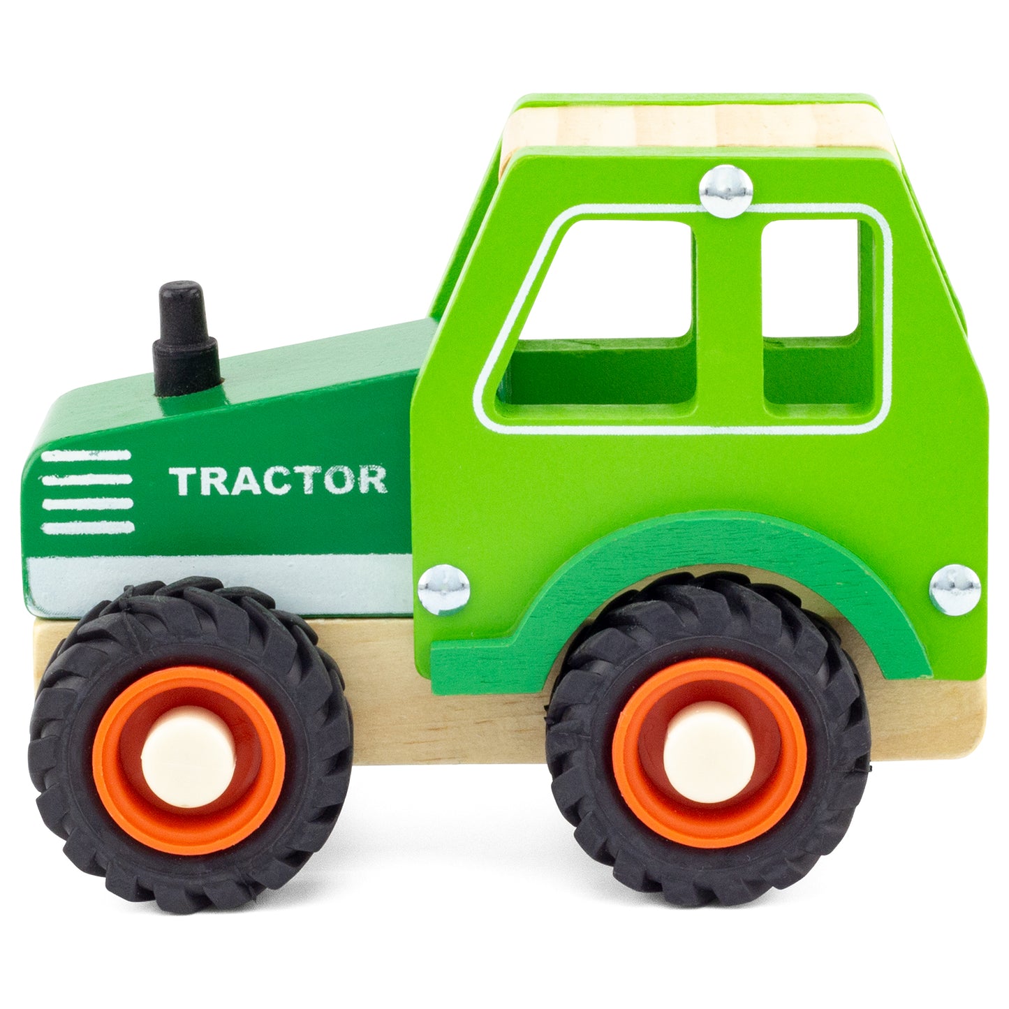 tracteur en bois vert