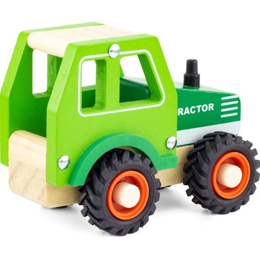 tracteur en bois vert